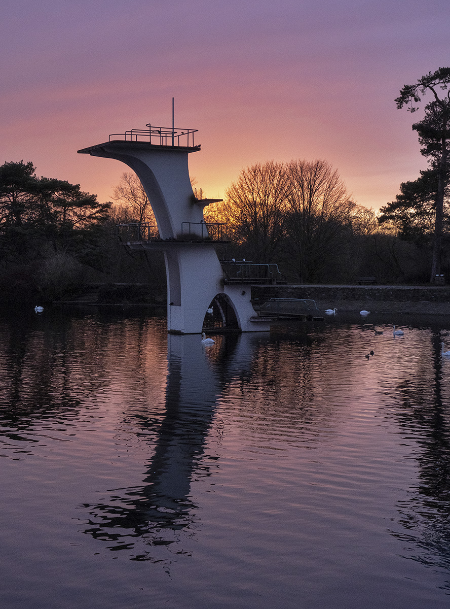 Lake Diving Board at Sunset
