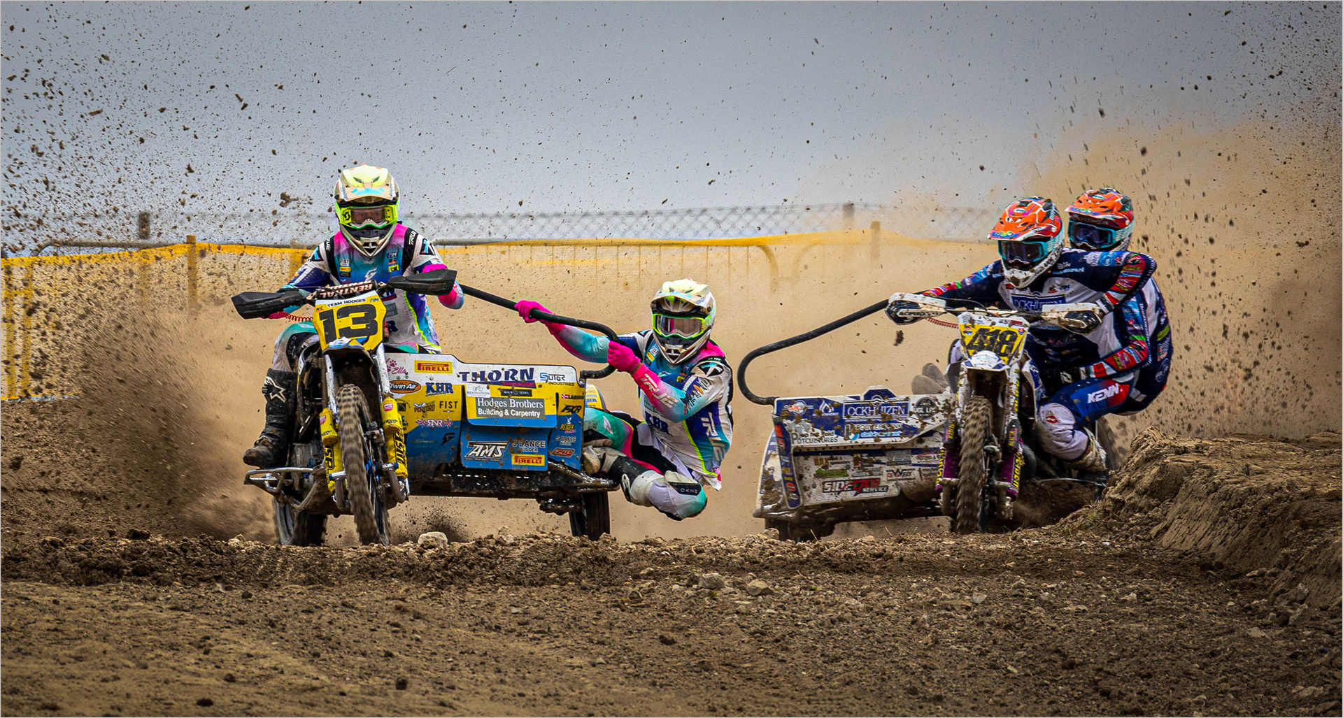 Sidecars battle for the lead